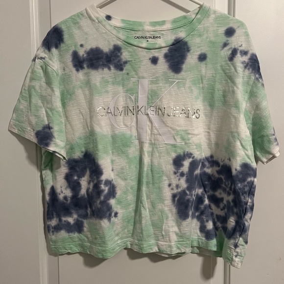 Calvin Klein Jeans Green and Blue Short Sleeve Tee M - Picture 1 of 5